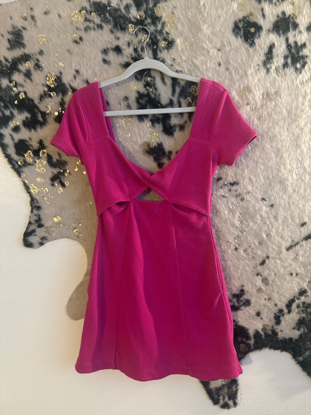 Maeve Fuchsia Twist-Front Mini Dress